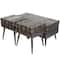 Black Faux Leather Studded Coffee Table Set